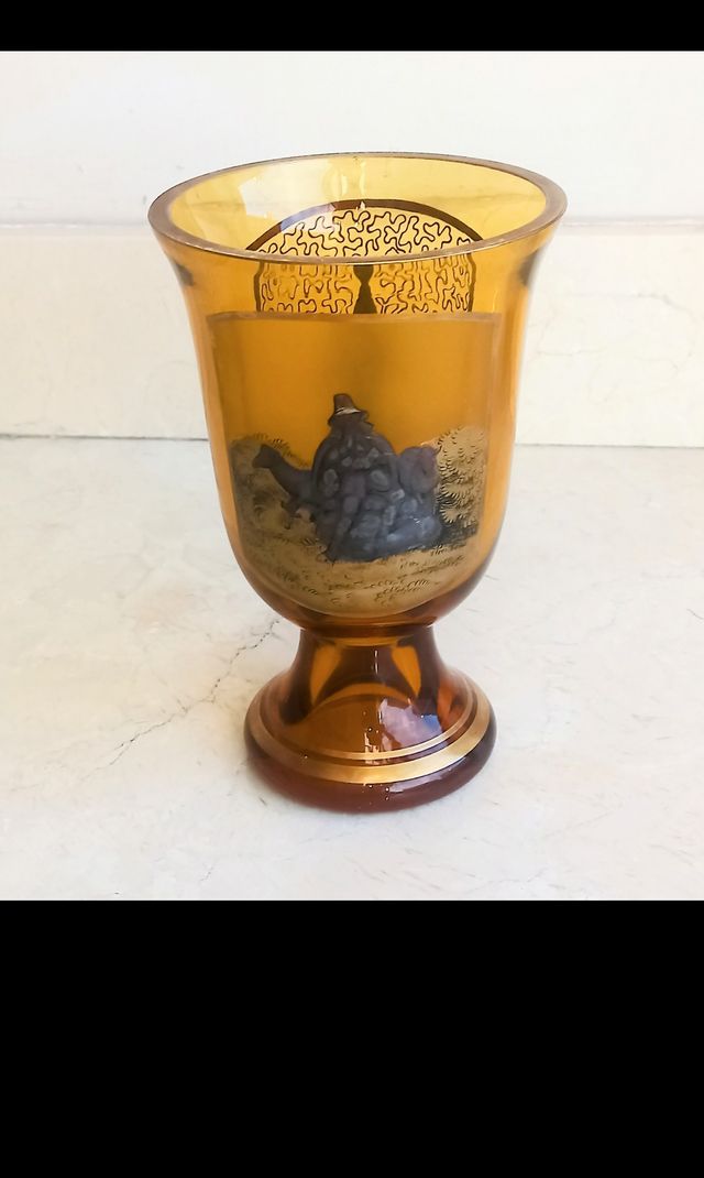 Jarrón antiguo cristal ambar