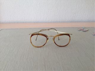Montura gafas antigua concha chapada oro