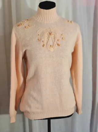Maglione donna lana angora pesca