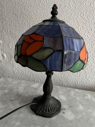 Lámpara Tiffany Vidrio Azul Naranja