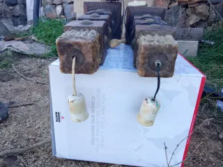 Lámparas de mesa rústicas madera y metal