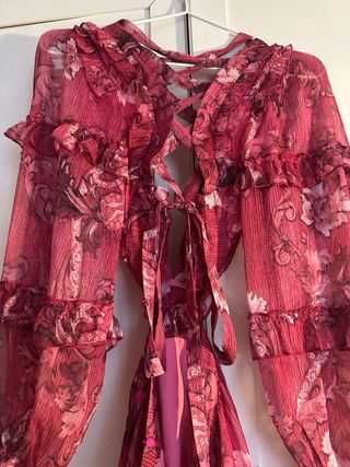 Vestido rosa flores Suances T.XS