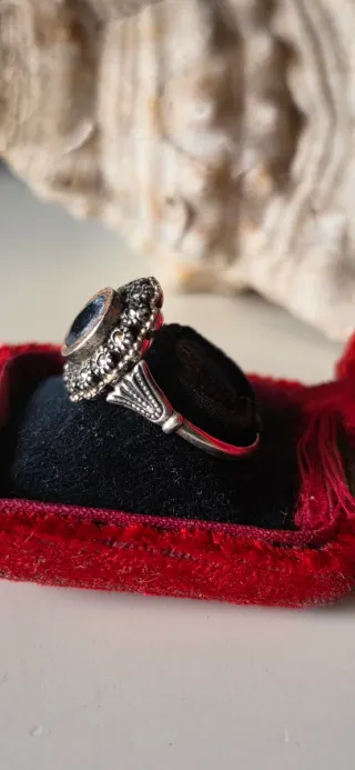 Anillo Alfonsino Siglo XIX Azul Plata