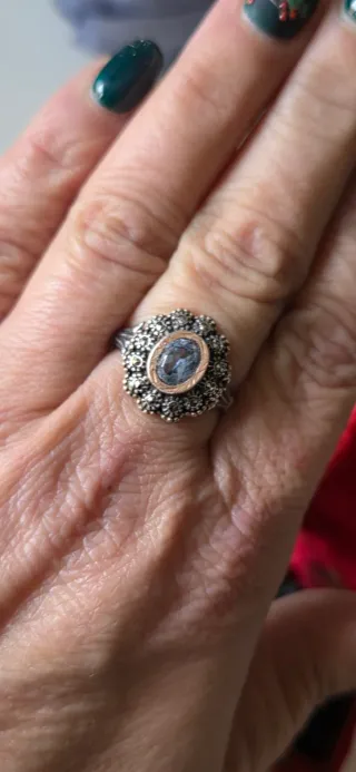 Anillo Alfonsino Siglo XIX Azul Plata