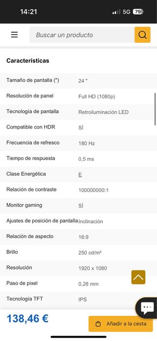 Monitor Acer Nitro 24 Full HD 180Hz