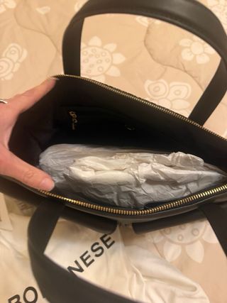 Borsa Borbonese Pelle e Nylon Beige/Nero