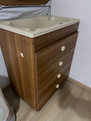 Cambiador madera bebé con cajonera