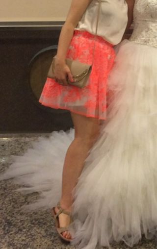 Falda tul bordado Maje S/36 naranja