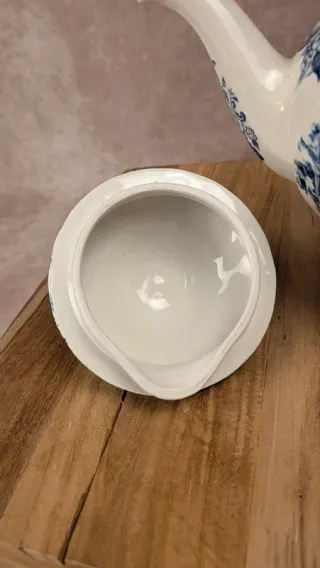 Juego de té inglés antiguo azul y blanco