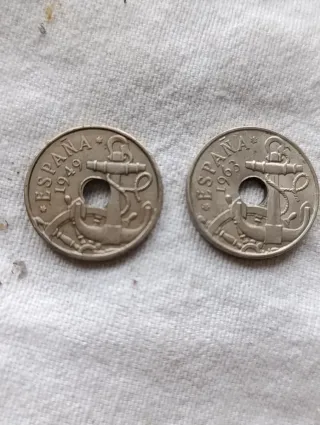 Lote 8 monedas españolas 1925-1963
