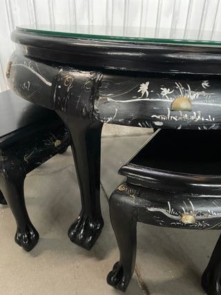 Mesa de centro con 4 taburetes RESTAURADA