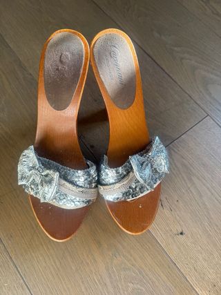 Zoccoli artigianali tacco 10 legno