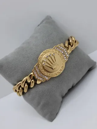 Pulsera Cubana con Corona y Circonitas
