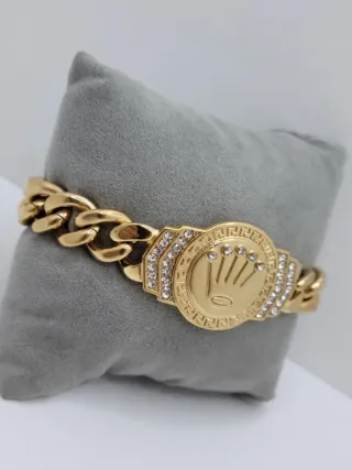 Pulsera Cubana con Corona y Circonitas
