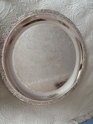 Bandeja Redonda Decorada Plata