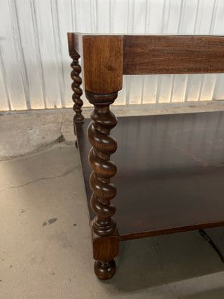 Mesa de centro de madera y cristal RESTAURADA