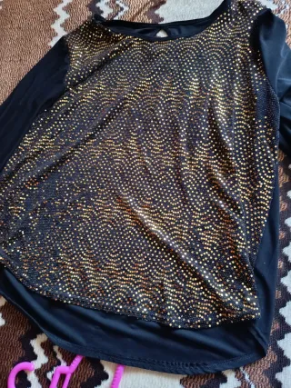 Blusón fiesta lentejuelas oro y negro talla 44,46