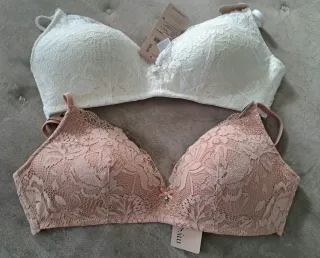 Lote 2 Sujetadores Encaje Blanco y Salmón