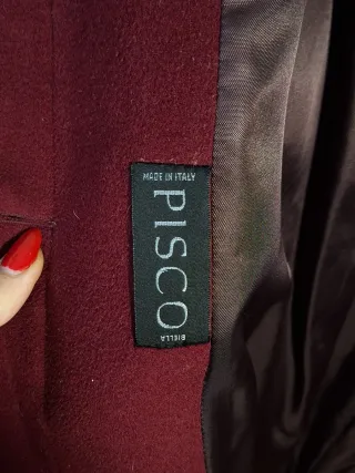 Cappotto donna lana vergine collo bordeaux