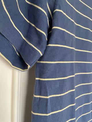 Camiseta Zara rayas azul y vainilla