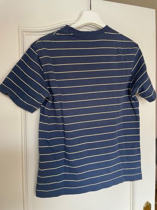 Camiseta Zara rayas azul y vainilla