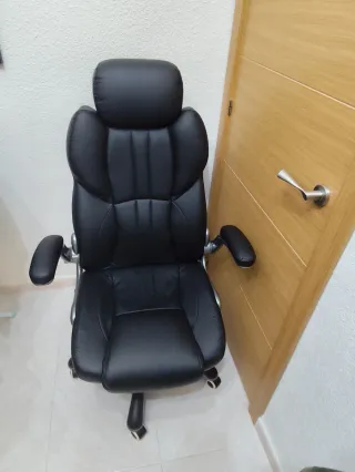 Silla de Oficina Negra Cuero Sintético