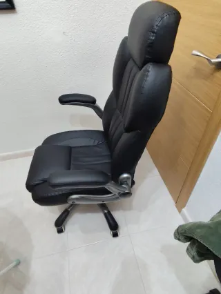 Silla de Oficina Negra Cuero Sintético