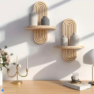 Juego 2/4 Estantes Madera Arco