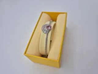 Pulsera de cristal rosa y plateada