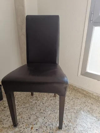 Silla de comedor piel sintética y madera