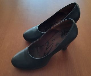 Zapatos tacón negros - T.39 (tacón 8,5 cm)