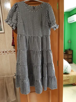 Vestido SHEIN cuadros blanco y negro