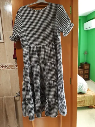 Vestido SHEIN cuadros blanco y negro