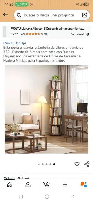 Estantería Giratoria 5 Cubos Madera