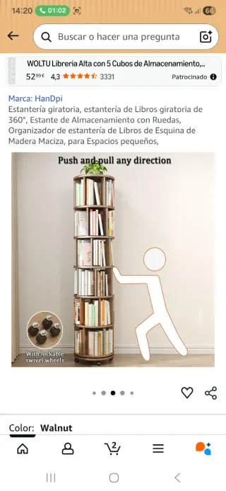 Estantería Giratoria 5 Cubos Madera