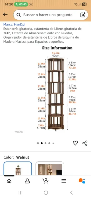 Estantería Giratoria 5 Cubos Madera