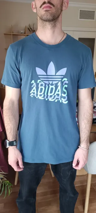Camiseta Adidas  Original Hombre Azul/Verde