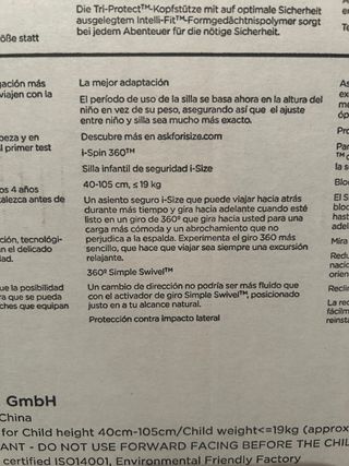 Silla coche bebe Joie i-Spin 360 hasta los 4 años