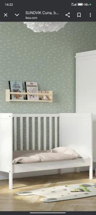 Cuna bebé IKEA SUNDVIK blanca 60x120 cm