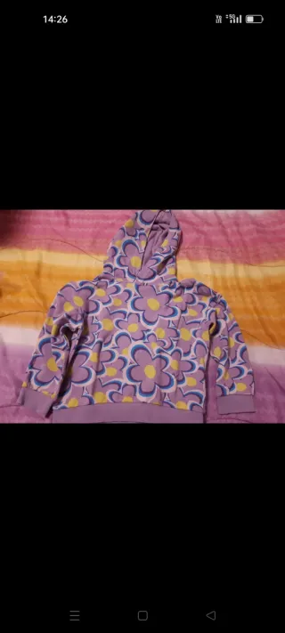 Felpa bambina con fiori viola e gialli