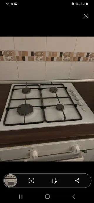 Placa de cocina a gas natural blanca