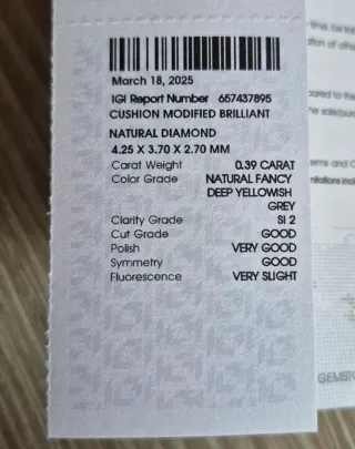 Diamante Natural Certificado IGI 0.39 Ct