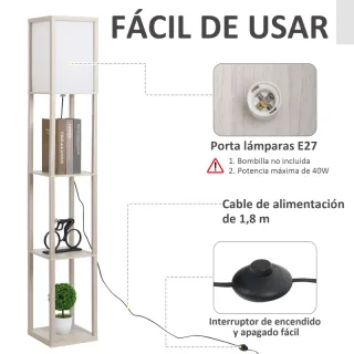 Lampada da terra con scaffali