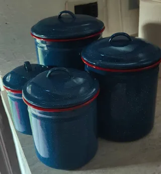 Set 4 Contenitori Blu Smaltati