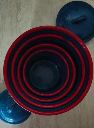 Set 4 Contenitori Blu Smaltati