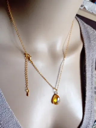 Collana Topazio Naturale Acciaio Dorato