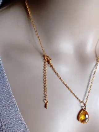 Collana Topazio Naturale Acciaio Dorato
