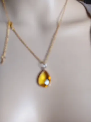 Collana Topazio Naturale Acciaio Dorato