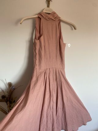 Vestido Zara rosa lino y algodón