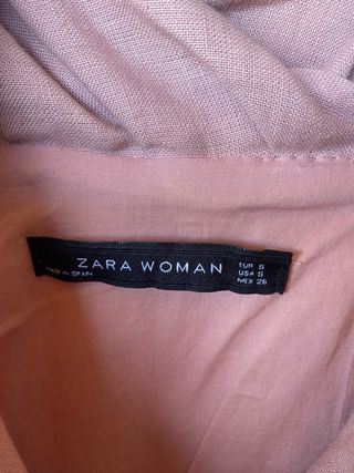 Vestido Zara rosa lino y algodón
